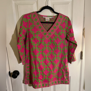 Gretchen Scott tunic/coverup sz‎ xs pink and green